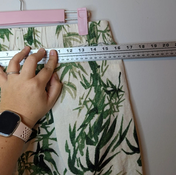 J Jill Cream Tropical Leaf Plant Patterned Linen Blend  Wide Leg Pants Women S - Picture 11 of 11